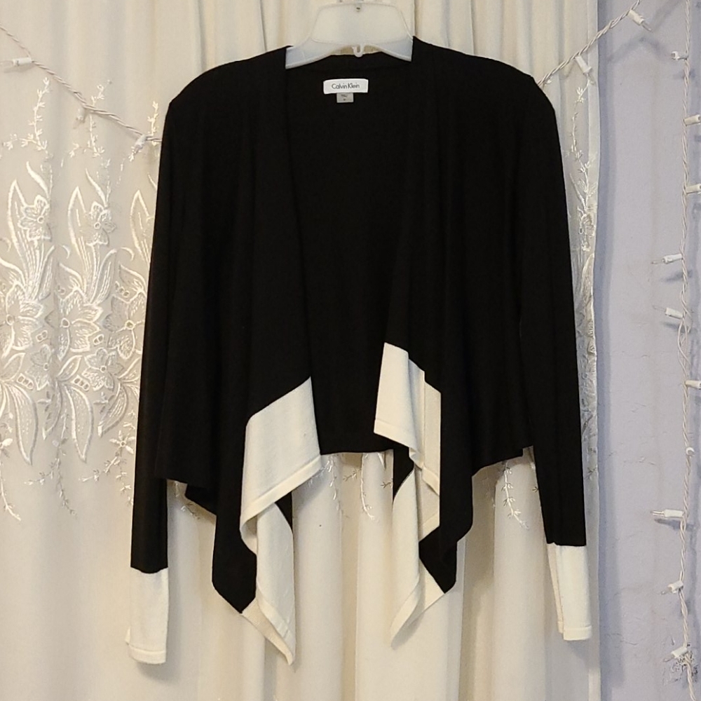 Black open front sweater